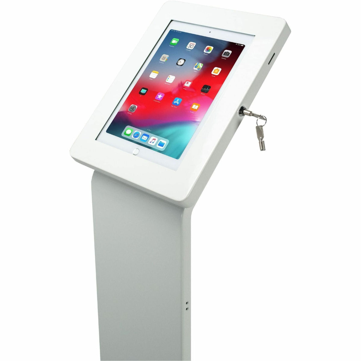 CTA Digital Premium Locking Floor Stand & Enclosure for iPad 10th Gen 10.9" & More (White)