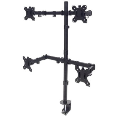Manhattan TV & Monitor Mount Desk Double-Link Arms 4 screens Screen Sizes: 10-27" Black Stand or Clamp Assembly Quad Screens VESA 75x75 to 100x100mm Max 8kg (each) Lifetime Warranty