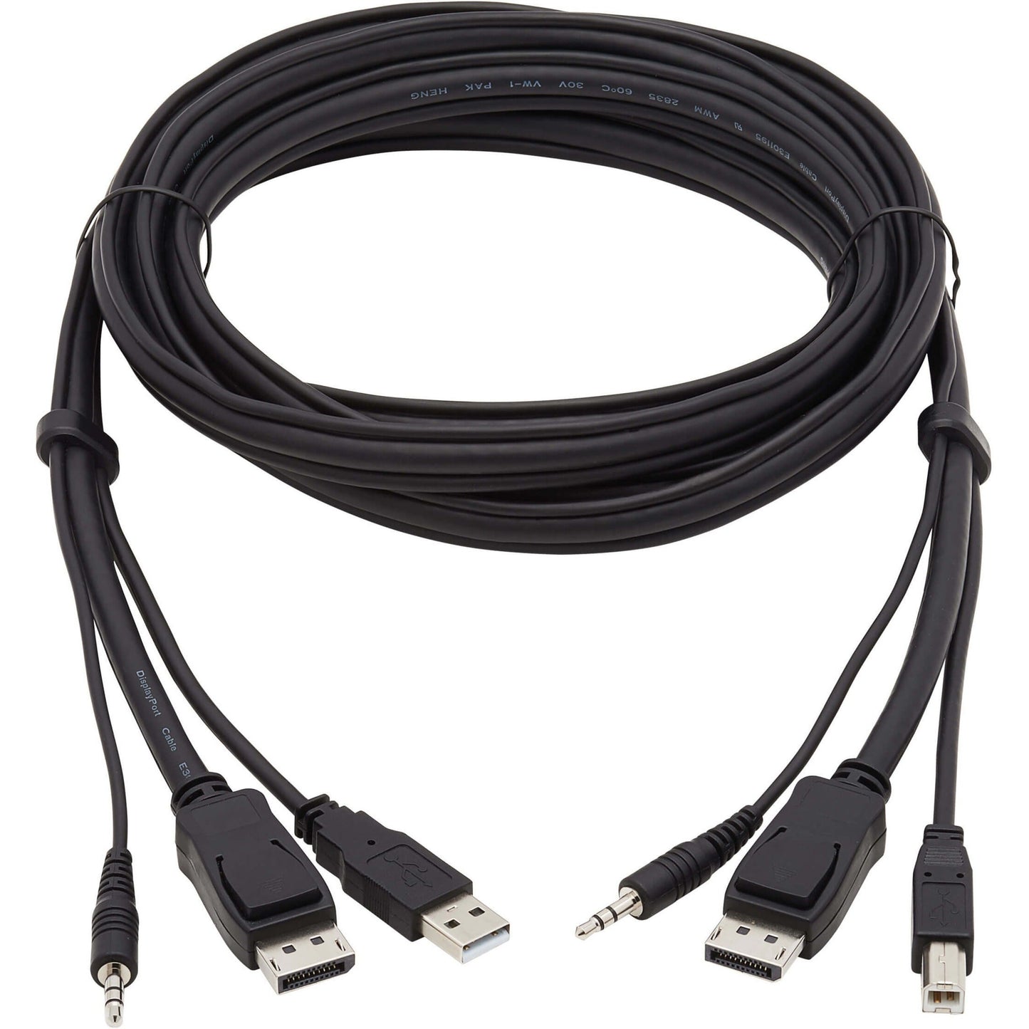 Tripp Lite DisplayPort KVM Cable Kit 3 in 1 4K DisplayPort USB 3.5 mm Audio (3xM/3xM) 4:4:4 10 ft. (3.05 m) Black