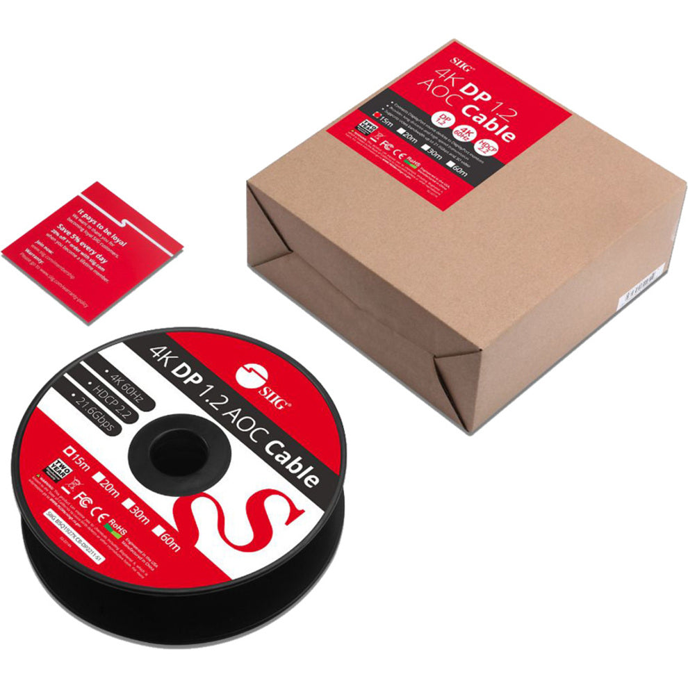 SIIG 4K DisplayPort 1.2 AOC Cable - 15M