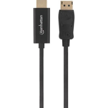 Manhattan DisplayPort 1.2 to HDMI Cable 4K@60Hz 1m Male to Male DP With Latch Black Not Bi-Directional Three Year Warranty Polybag