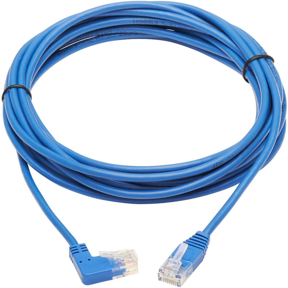 Tripp Lite Right-Angle Cat6 Gigabit Molded Slim UTP Ethernet Cable (RJ45 Right-Angle M to RJ45 M) Blue 20 ft. (6.09 m)