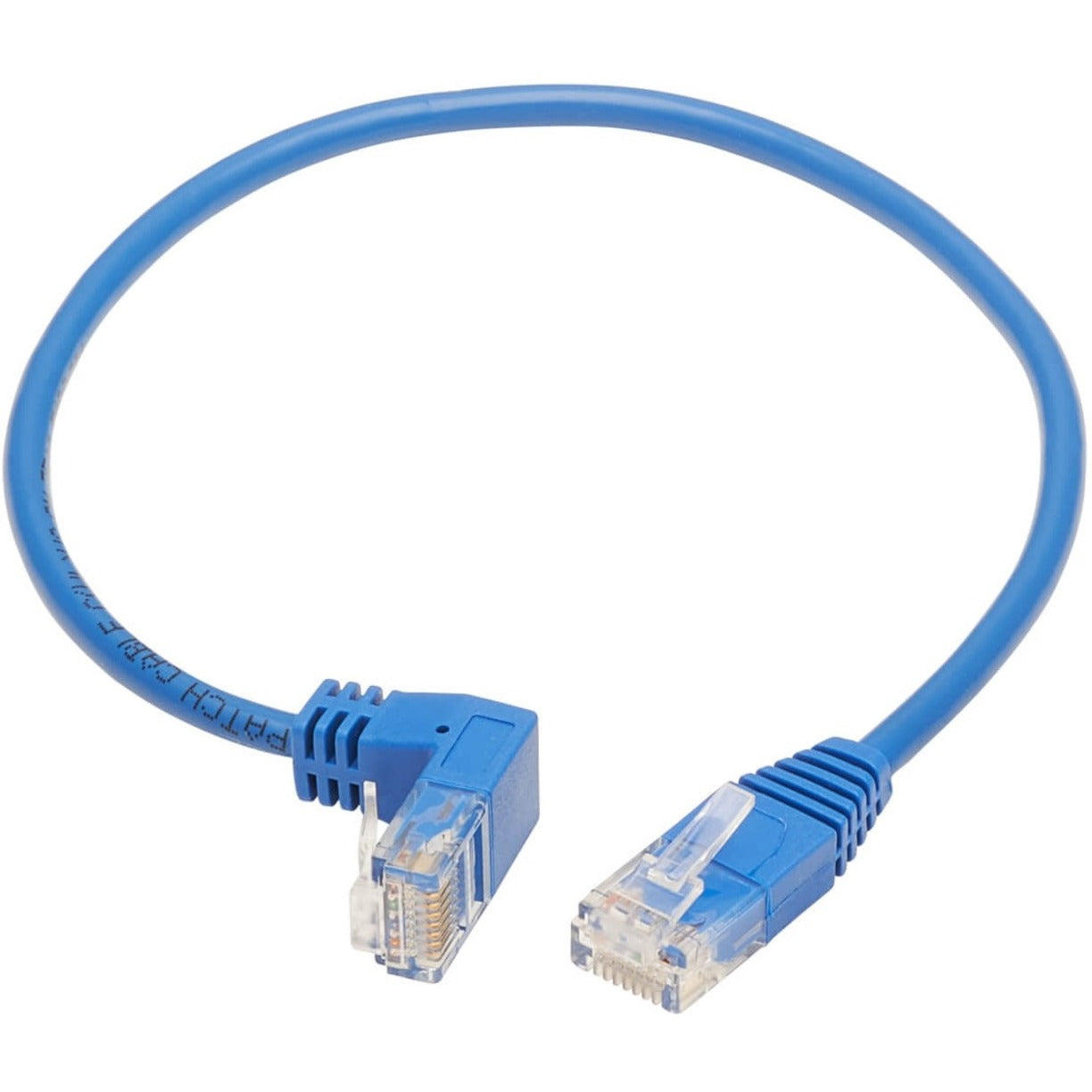 Tripp Lite Down-Angle Cat6 Gigabit Molded Slim UTP Ethernet Cable (RJ45 Right-Angle Down M to RJ45 M) Blue 1 ft. (0.31 m)