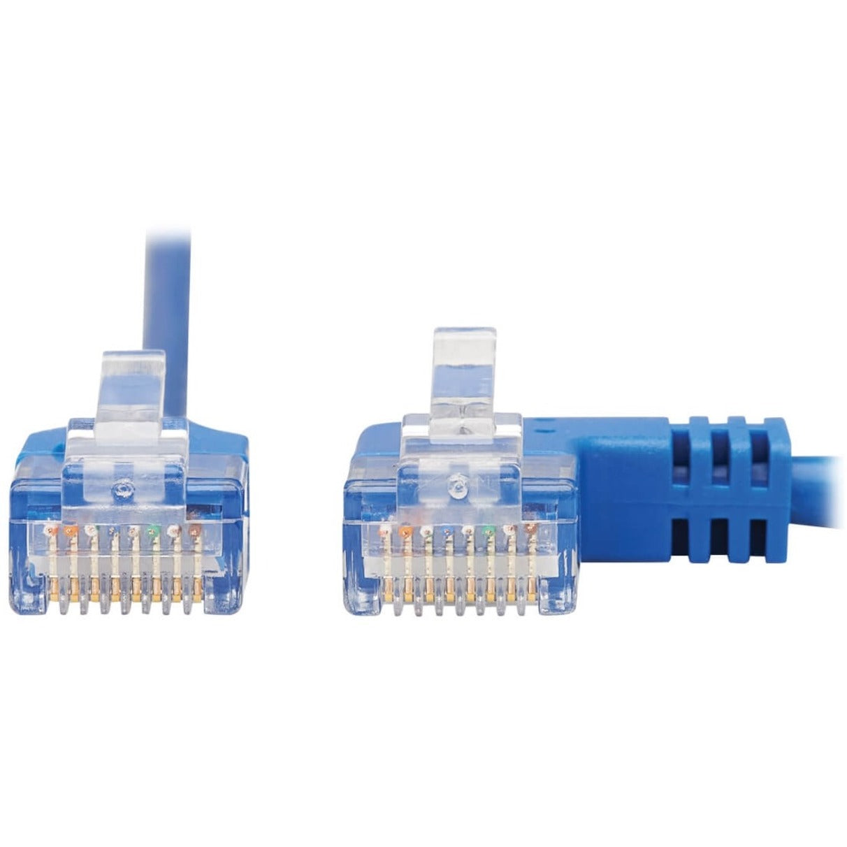 Tripp Lite Right-Angle Cat6 Gigabit Molded Slim UTP Ethernet Cable (RJ45 Right-Angle M to RJ45 M) Blue 1 ft. (0.31 m)