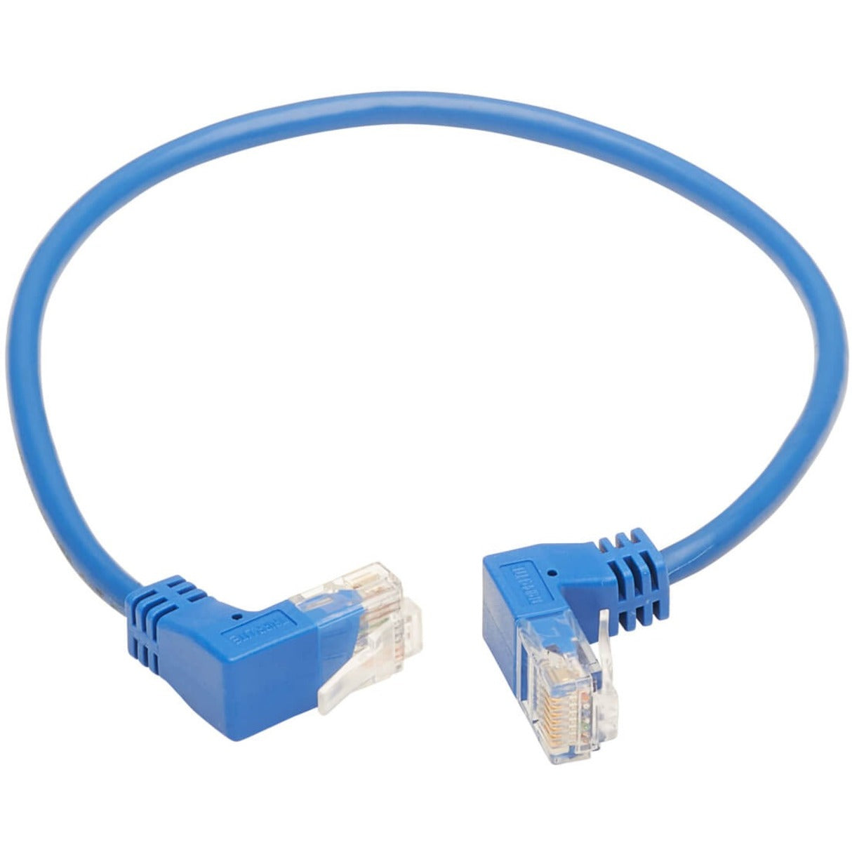 Tripp Lite Up/Down-Angle Cat6 Gigabit Molded Slim UTP Ethernet Cable (RJ45 Up-Angle M to RJ45 Down-Angle M) Blue 1 ft. (0.31 m)