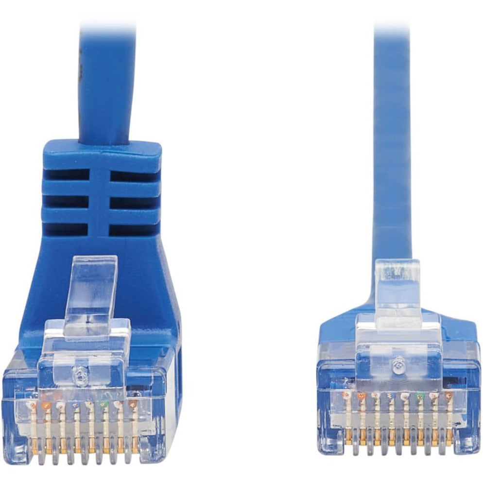 Tripp Lite Down-Angle Cat6 Gigabit Molded Slim UTP Ethernet Cable (RJ45 Right-Angle Down M to RJ45 M) Blue 2 ft. (0.61 m)