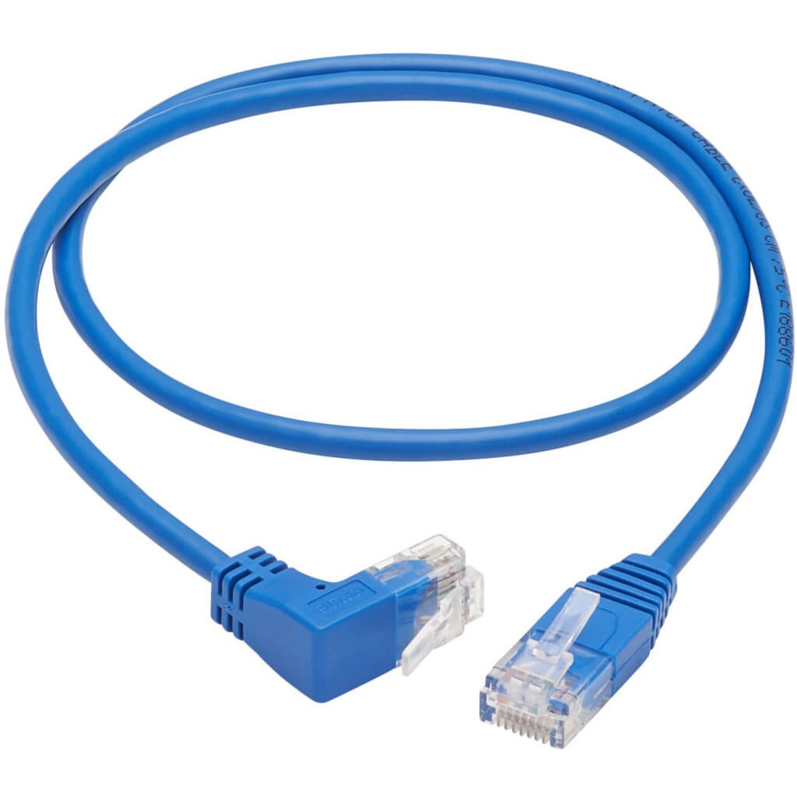 Tripp Lite Up-Angle Cat6 Gigabit Molded Slim UTP Ethernet Cable (RJ45 Right-Angle Up M to RJ45 M) Blue 2 ft. (0.61 m)