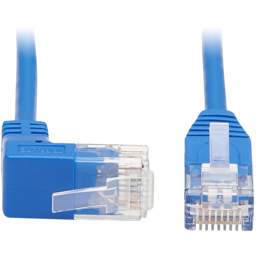 Tripp Lite Up-Angle Cat6 Gigabit Molded Slim UTP Ethernet Cable (RJ45 Right-Angle Up M to RJ45 M) Blue 10 ft. (3.05 m)