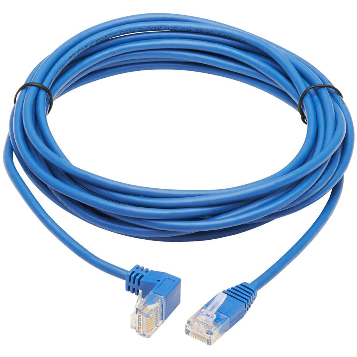 Tripp Lite Down-Angle Cat6 Gigabit Molded Slim UTP Ethernet Cable (RJ45 Right-Angle Down M to RJ45 M) Blue 15 ft. (4.57 m)