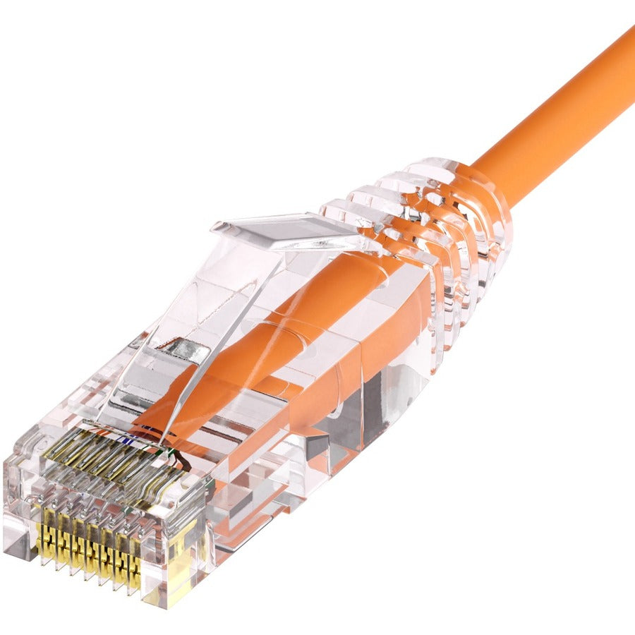Unirise Clearfit Slim™ Cat6A 28AWG Patch Cable Snagless Orange 1ft