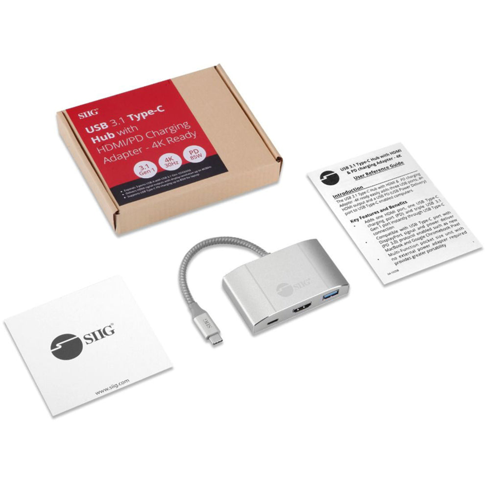 SIIG USB 3.1 Type-C Hub with HDMI & PD Charging Adapter - 4K Ready