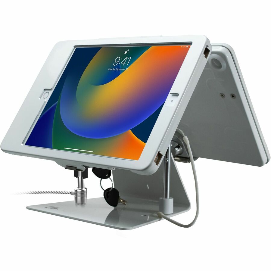 CTA Digital Security Dual-Tablet Kiosk Stand for iPad Air 3 (2019) iPad Pro 10.5 and iPad 7th/ 8th/ 9th Gen White