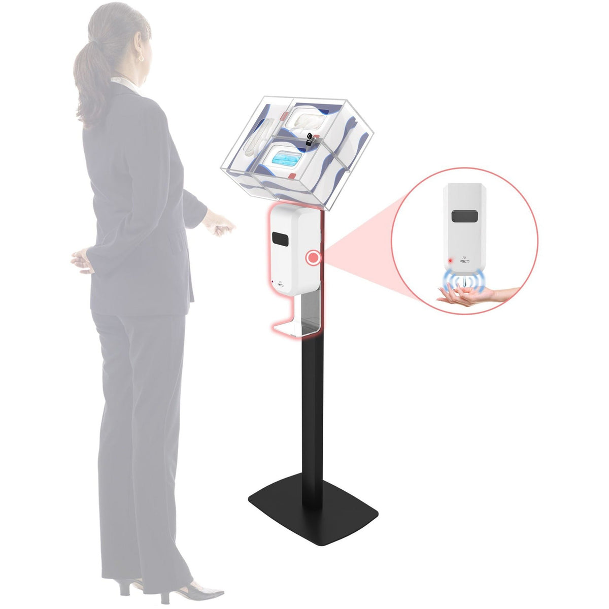 CTA Digital: Premium Thin Profile Sanitizing Station (Black)