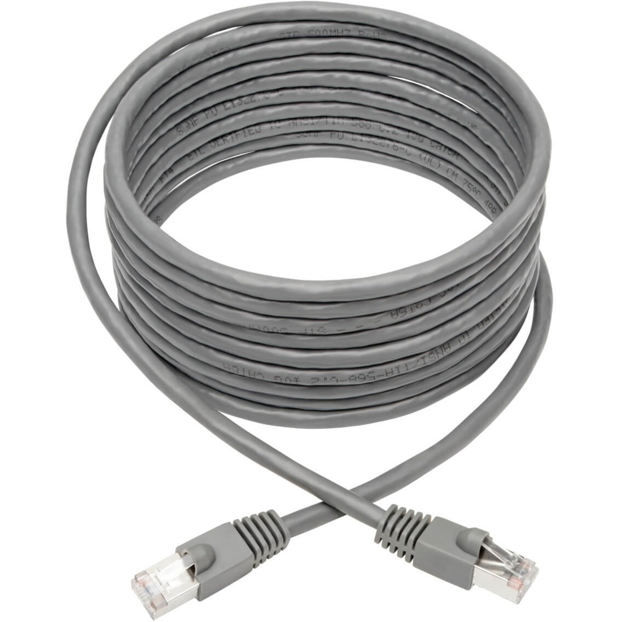 Tripp Lite Cat6a 10G Snagless Shielded STP Ethernet Cable (RJ45 M/M) PoE Gray 25 ft. (7.62 m)