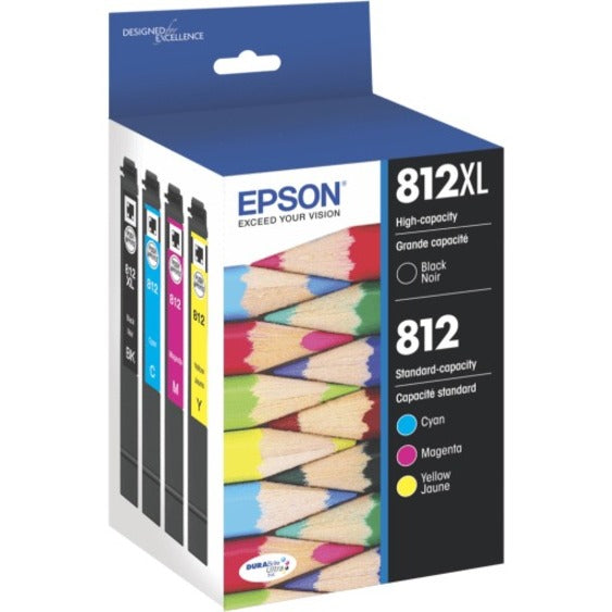 Epson® 812XL/812 DuraBrite® Ultra High-Yield Black And Cyan/Yellow/Magenta Ink Cartridges Pack Of 4 T812XL-BCS