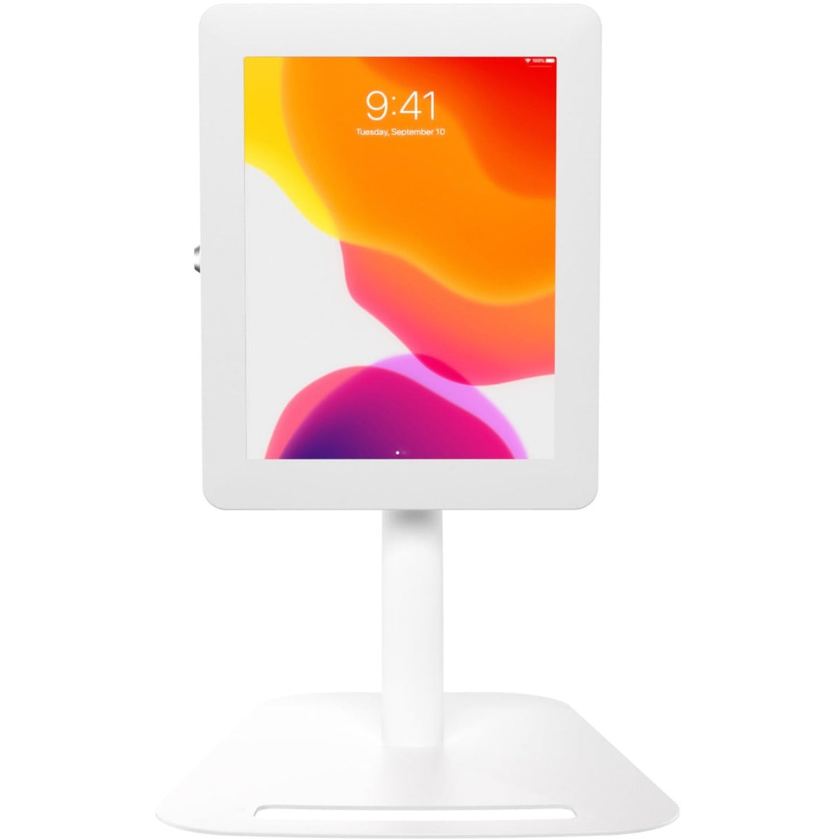 CTA Digital Premium Height-Adjustable Floor-to-Desk Security Kiosk for Tablets (White)