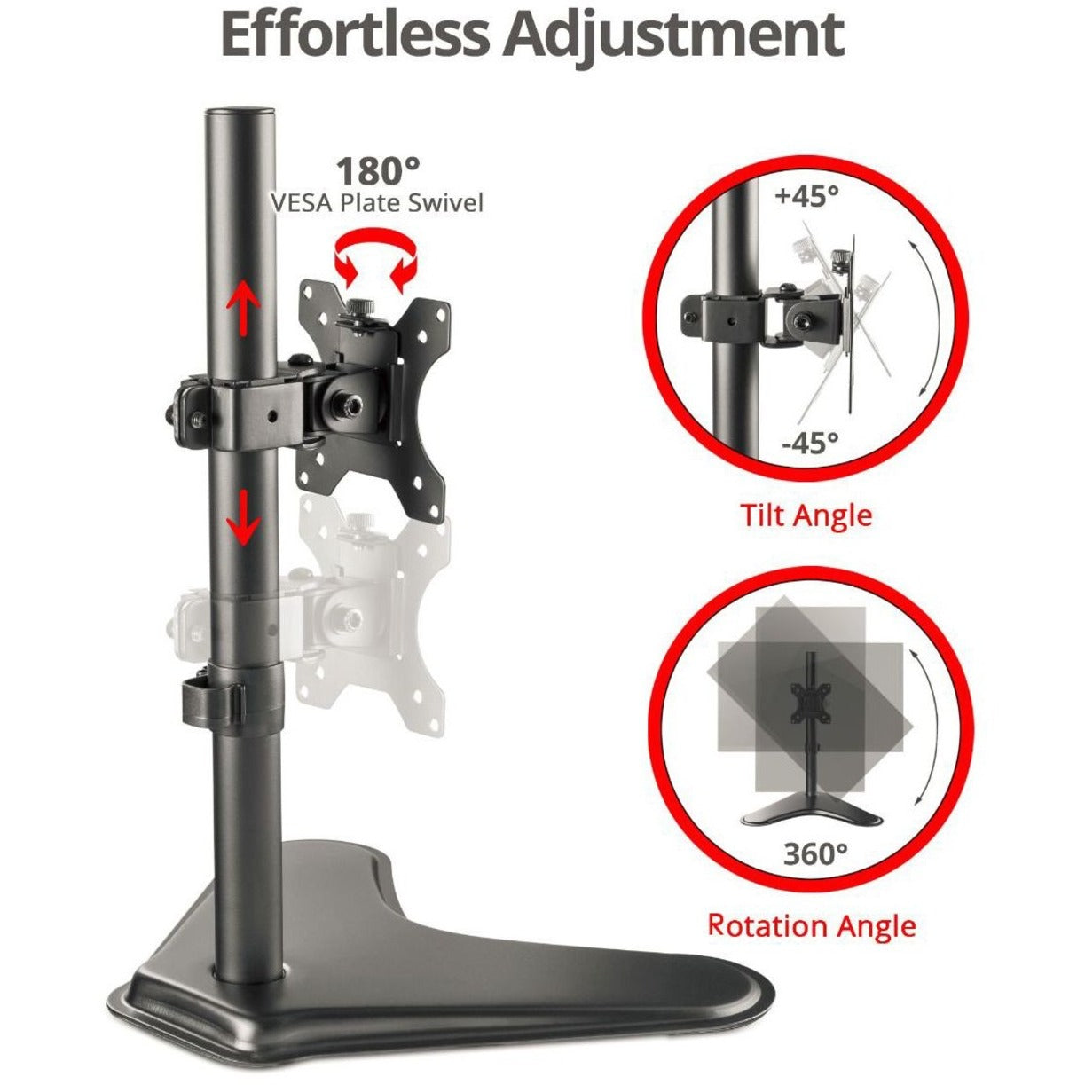 SIIG Height Adjustable Single Monitor Desk Stand for 13" to 32"