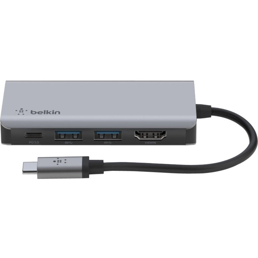 Belkin USB-C 4-in-1 Multiport Adapter Laptop Docking Station 2x USB-A 3.0 4k HDMI 100W Power Delivery