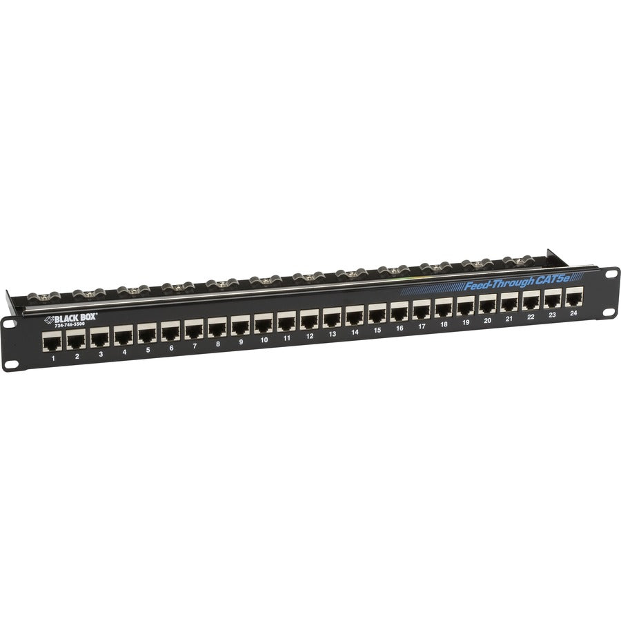 Black Box CAT5e Feed-Through Patch Panel - 1U Shielded 24-Port