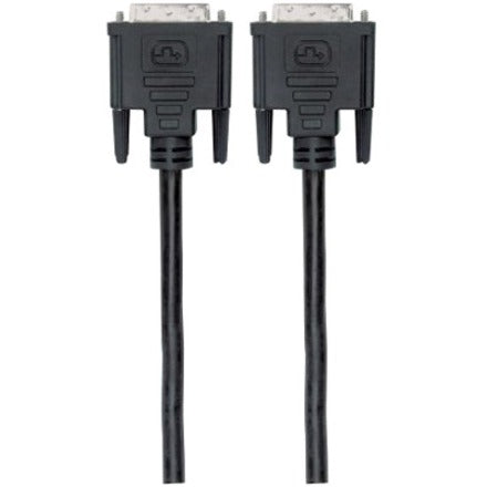 Manhattan Digital DVI-D Single Link Video Cable 1.8m Male to Male Fully Shielded Compatible with DVD-D Black Lifetime Warranty Polybag