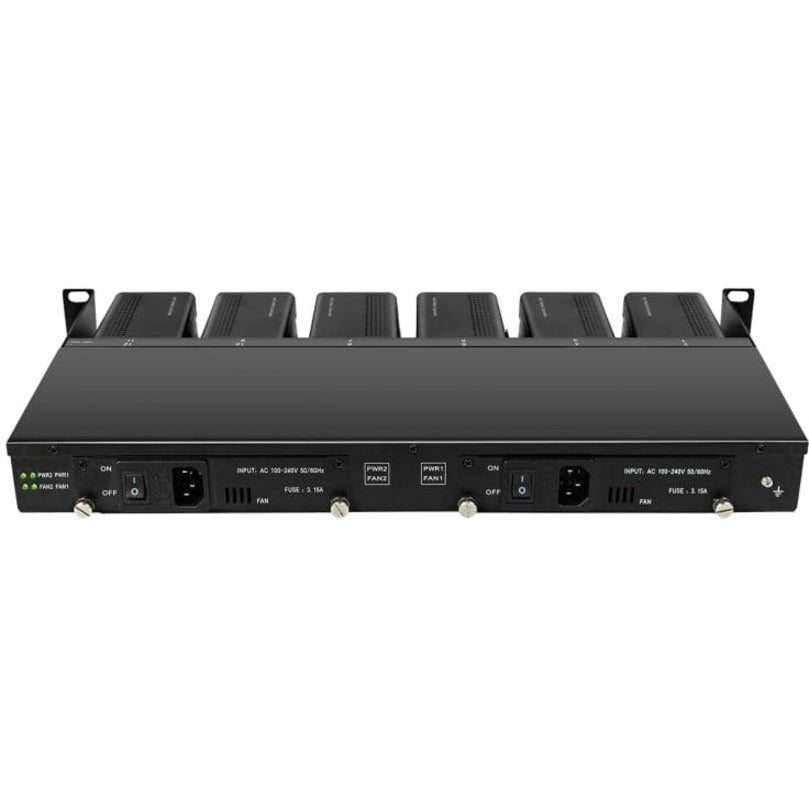 Axiom Mini-Media Converter Rack Mount Chassis - 1U 12 Slots Dual AC 220v