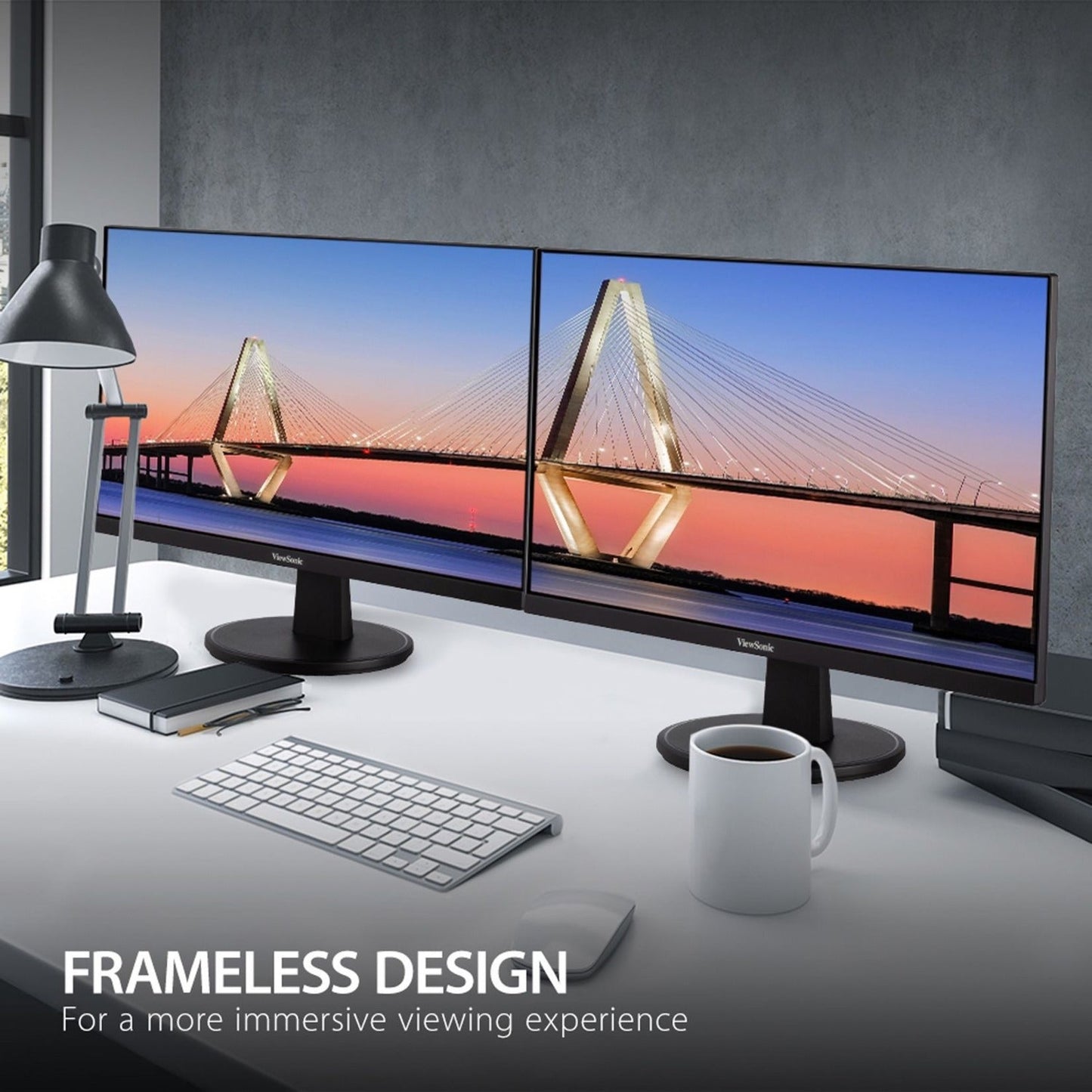 ViewSonic VA2447-MH 24 Inch Full HD 1080p Monitor with Ultra-Thin Bezel AMD FreeSync 75Hz Eye Care and HDMI VGA Inputs for Home and Office