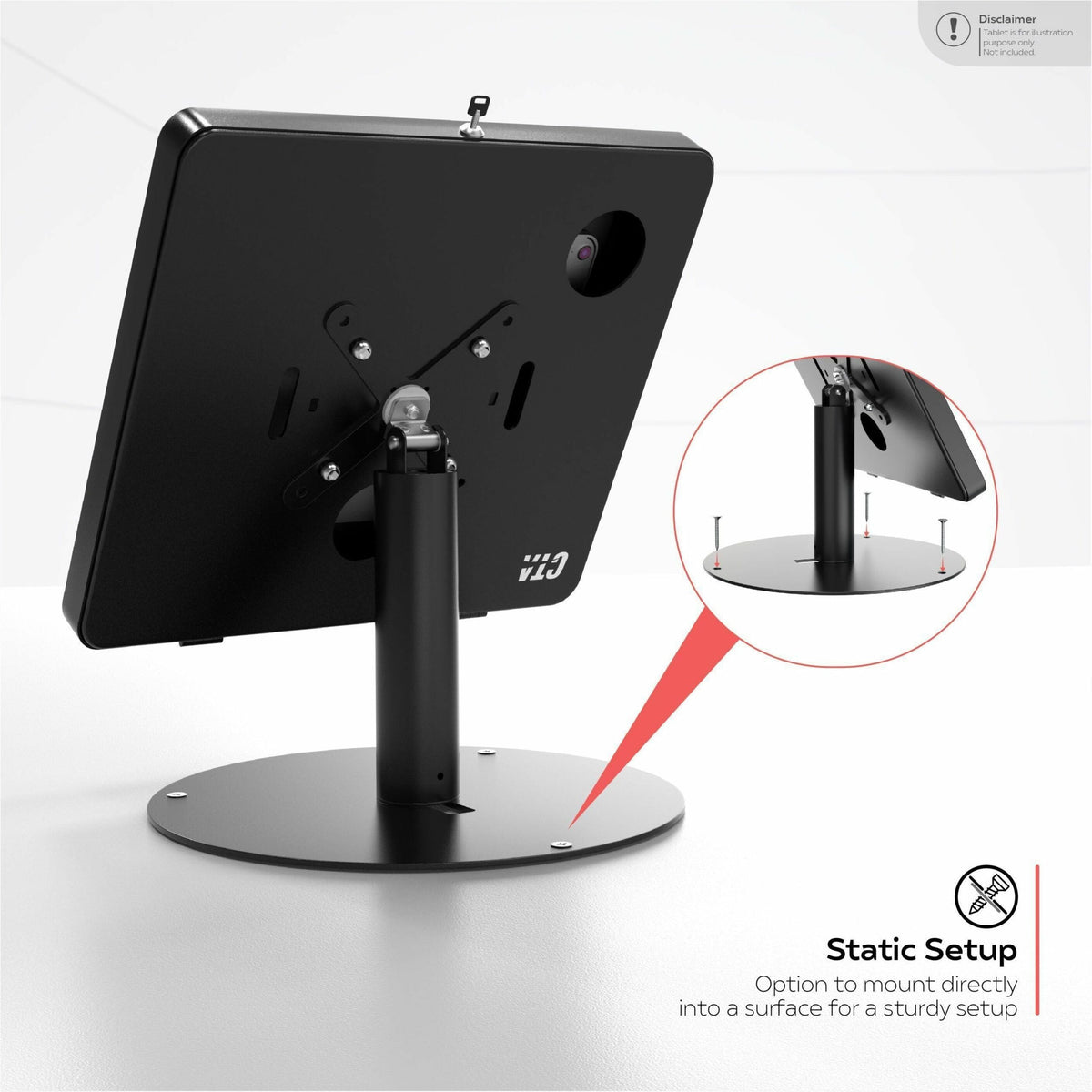 CTA Digital Hyperflex Security Kiosk Stand for Tablets with Large Universal Locking Enclosure (Black)