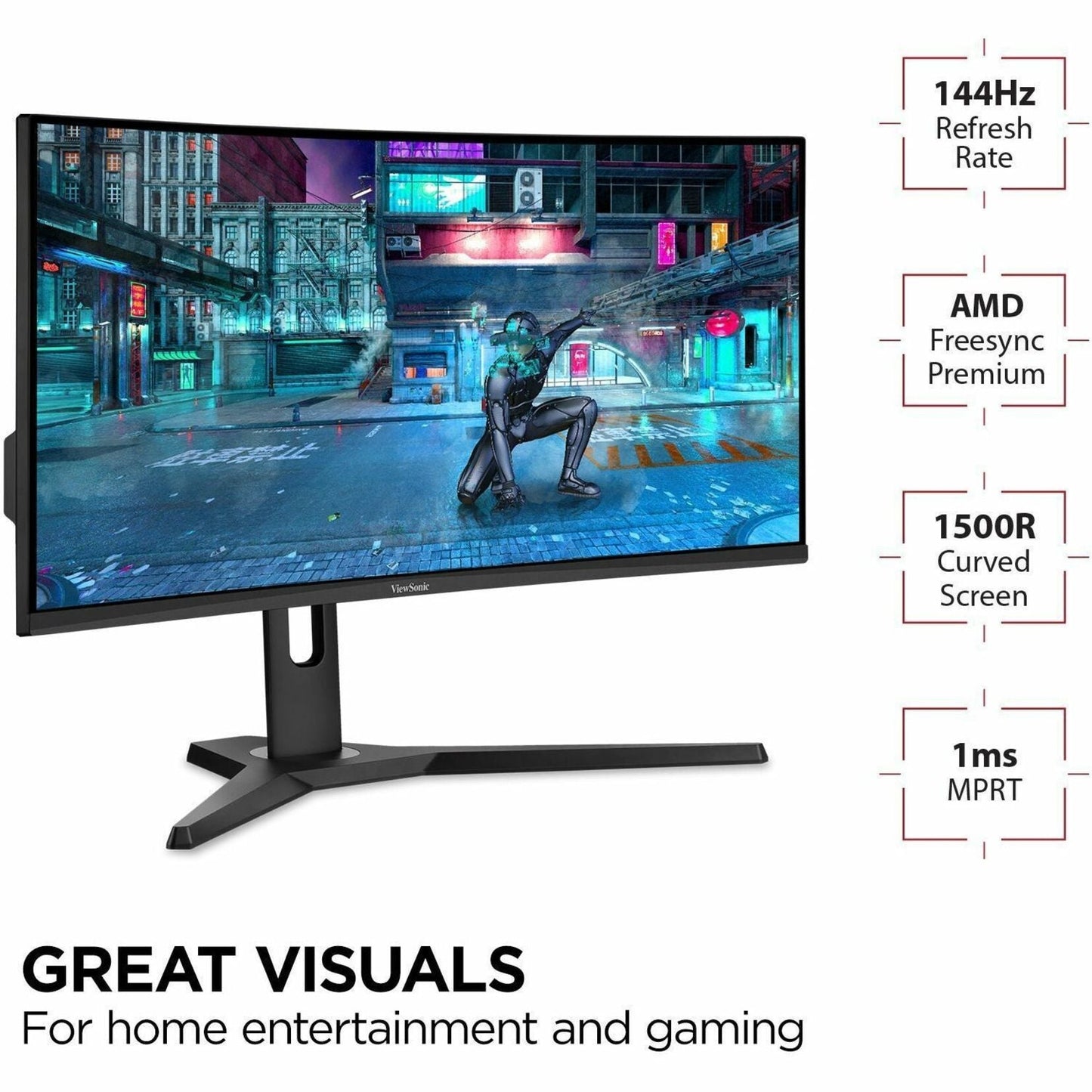 ViewSonic OMNI VX3418-2KPC 34 Inch Ultrawide Curved 1440p 1ms 144Hz Gaming Monitor with FreeSync Premium Eye Care HDMI and Display Port