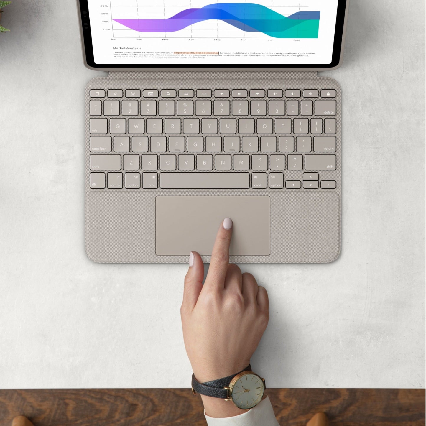 Logitech Combo Touch Keyboard/Cover Case for 11" Apple iPad Pro (3rd Generation) iPad Pro (2nd Generation) iPad Pro Tablet - Sand