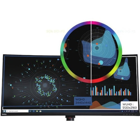 Lenovo ThinkVision P40w-20 39.7" Webcam WUHD Curved Screen LCD Monitor - 21:9 - Raven Black