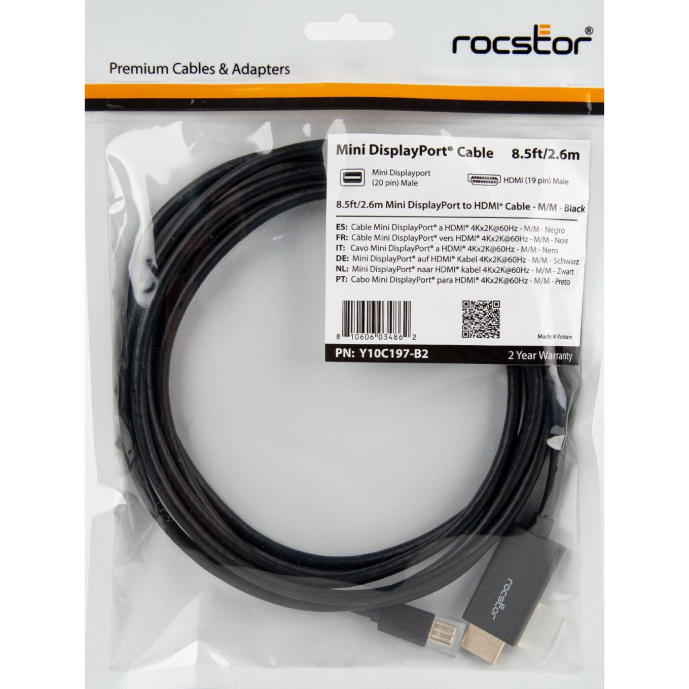 Rocstor Premium Mini DisplayPort to HDMI Cable M/M