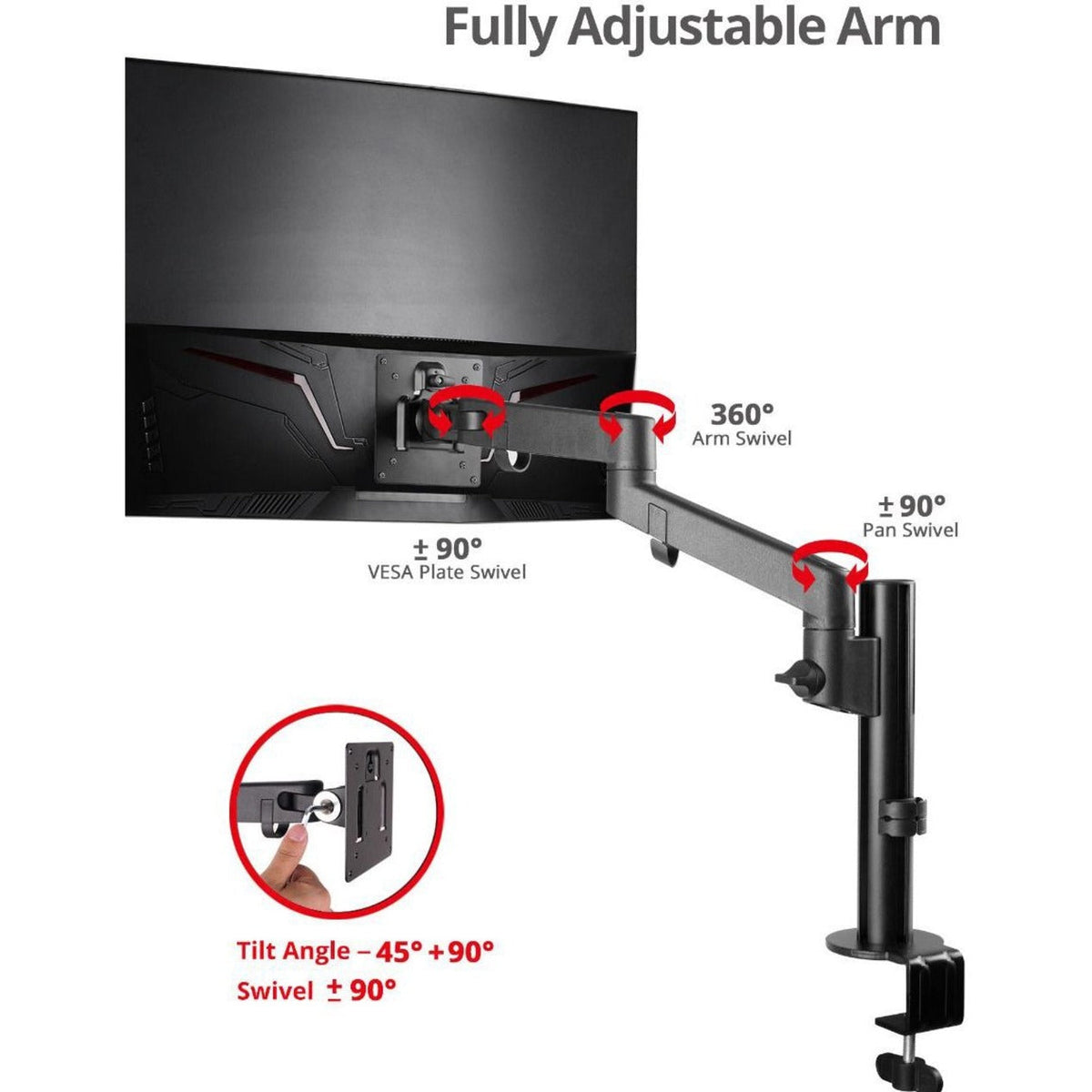 SIIG Mounting Arm for Monitor - Black