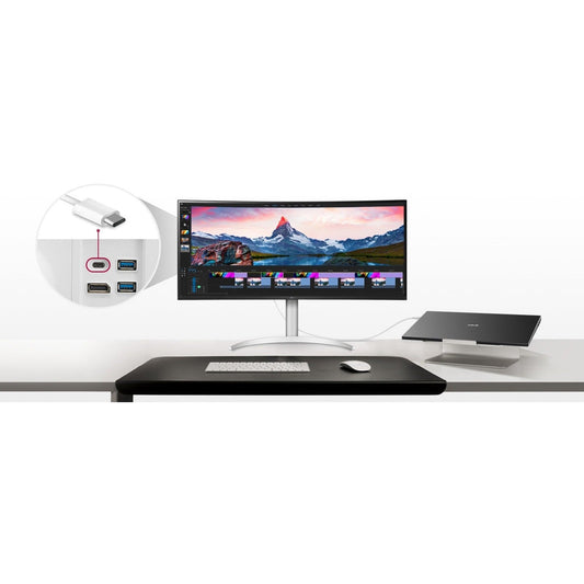 LG Ultrawide 38BP85C-W 37.5" UW-QHD+ Curved Screen Gaming LCD Monitor - 21:9 - Black White Silver