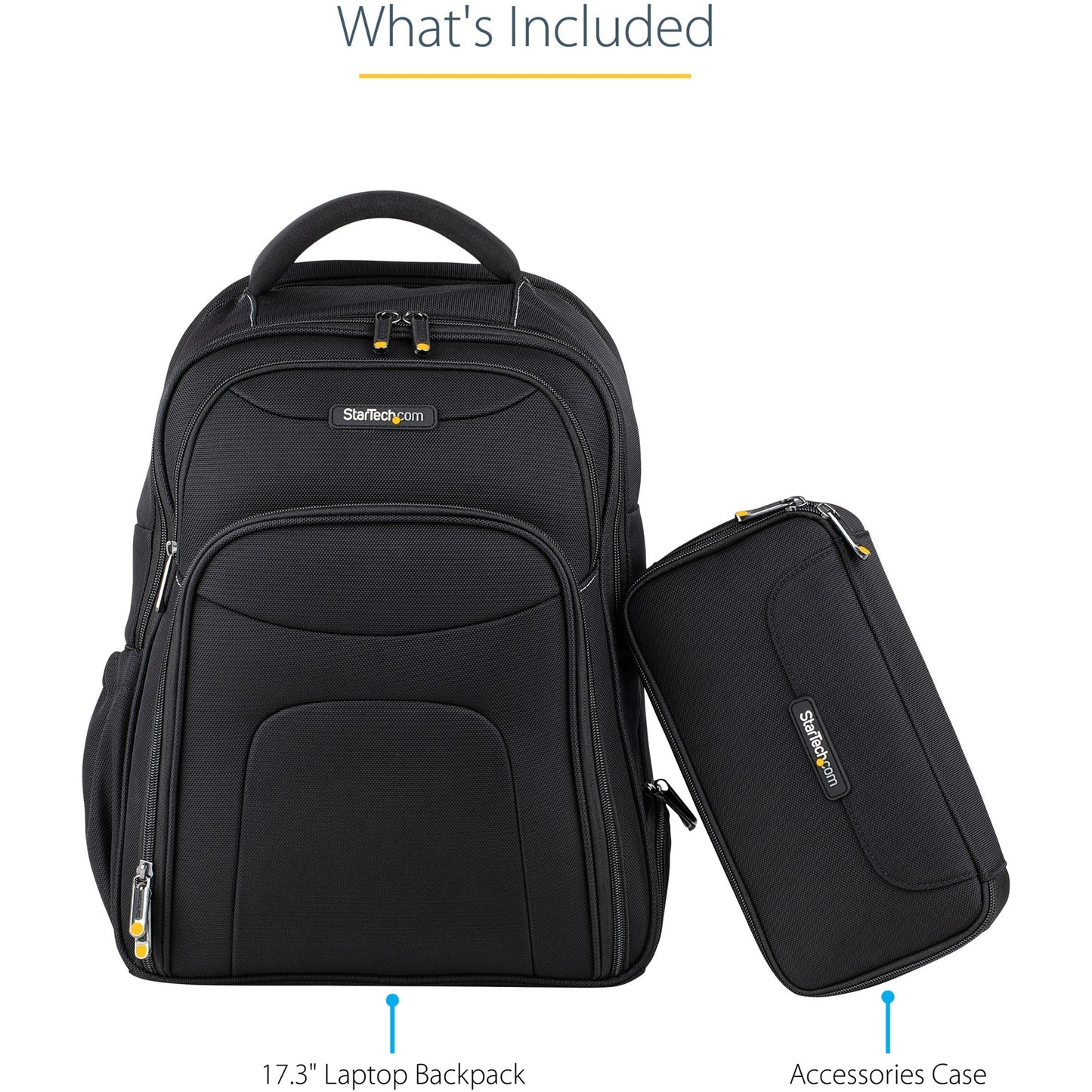 StarTech.com 17.3" Laptop Backpack w/ Removable Accessory Case Professional IT Tech Backpack for Work/Travel/Commute Nylon Computer Bag