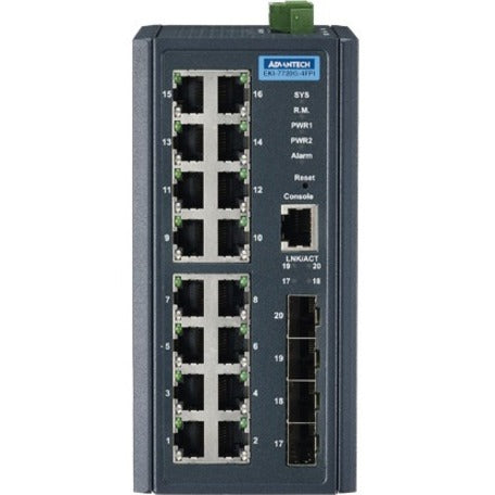 Advantech 16GE PoE + 4G SFP Ports Managed Redundant Industrial PoE Switch