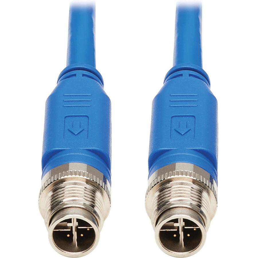 Tripp Lite M12 X-Code Cat6 1G UTP CMR-LP Ethernet Cable (M/M) IP68 PoE Blue 10 m (32.8 ft.)