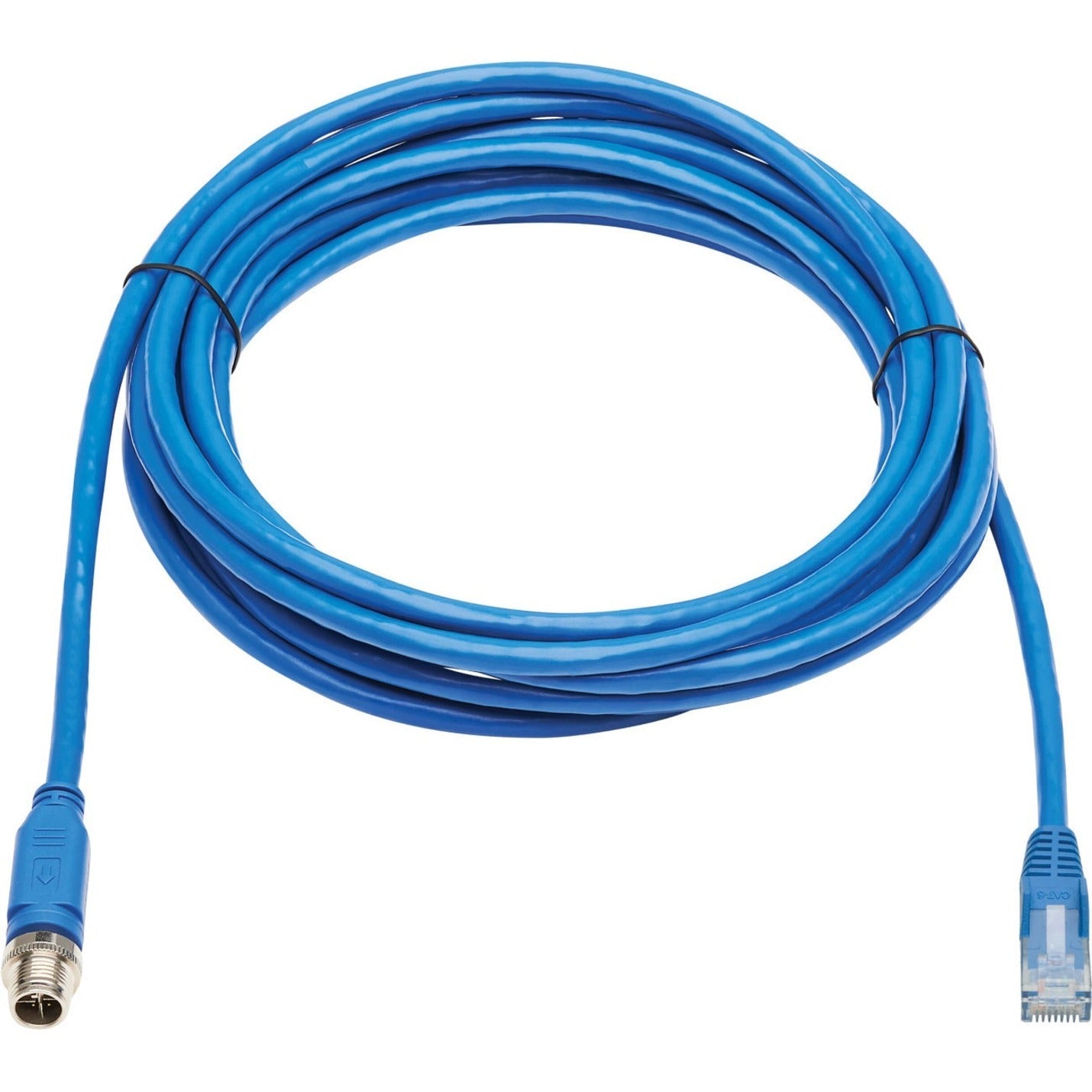 Tripp Lite M12 X-Code Cat6 1G UTP CMR-LP Ethernet Cable (M12 M/RJ45 M) IP68 PoE Blue 10 m (32.8 ft.)