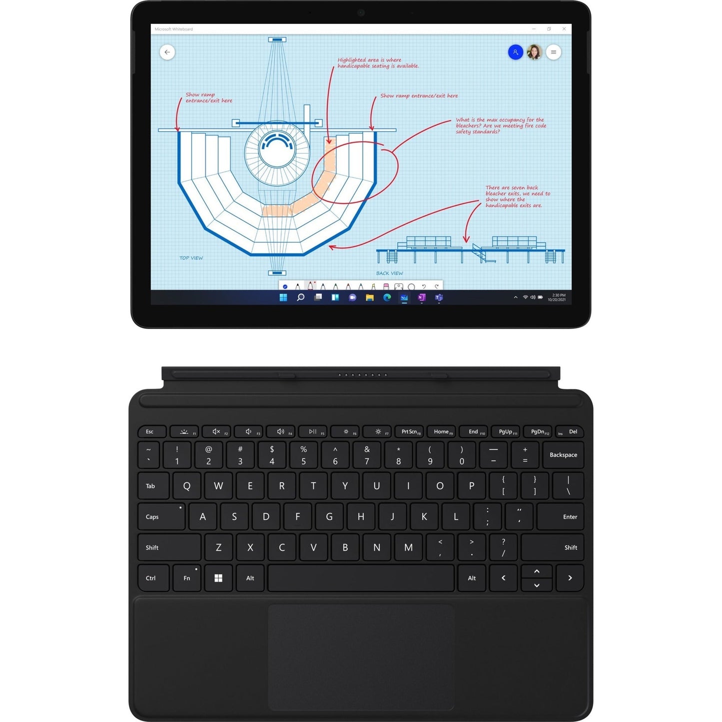 Microsoft Surface Go 3 Tablet - 10.5" - Core i3 10th Gen i3-10100Y Dual-core (2 Core) 1.30 GHz - 8 GB RAM - 128 GB SSD - Windows 10 - Black - TAA Compliant