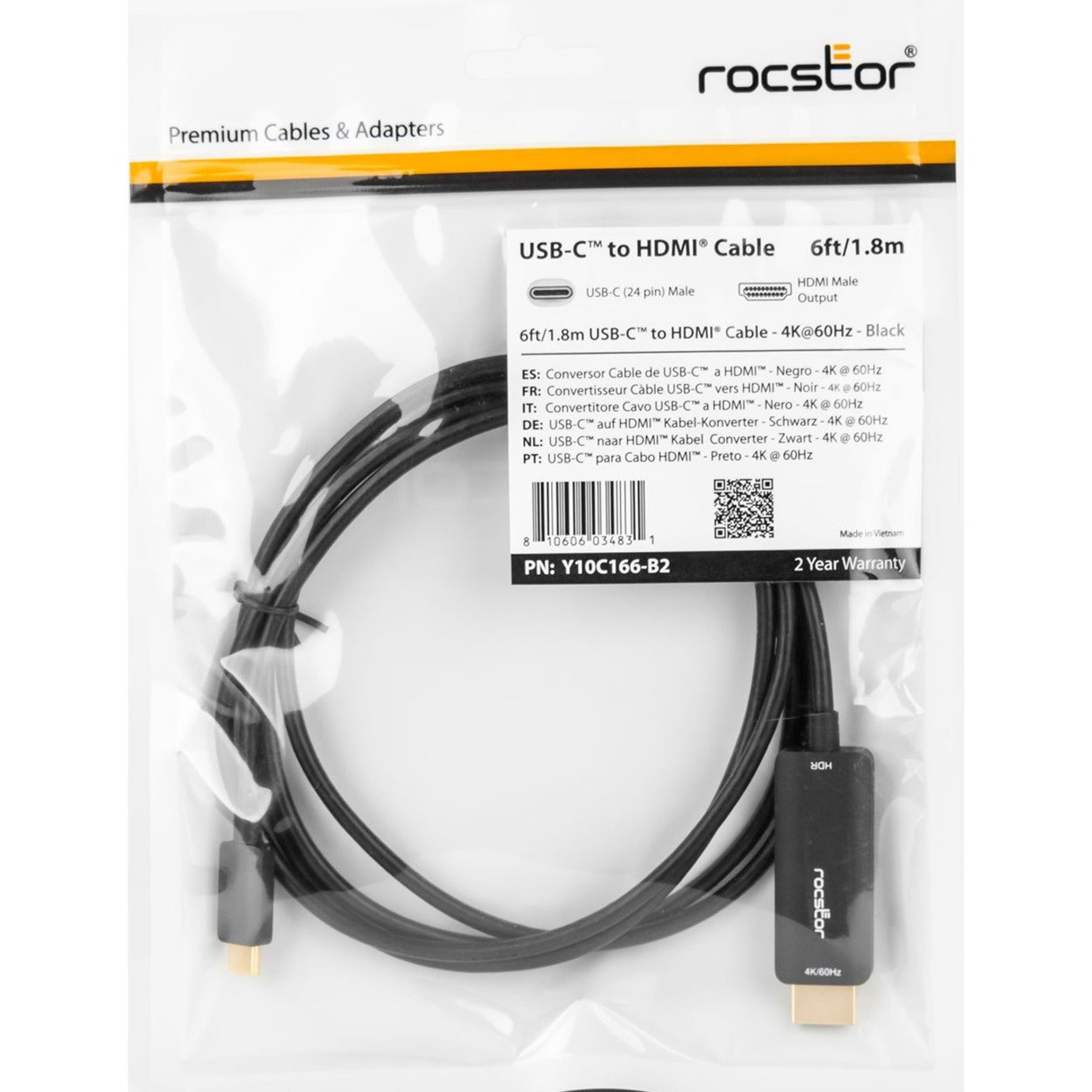 Rocstor Premium USB-C to HDMI Cable 4K/60Hz