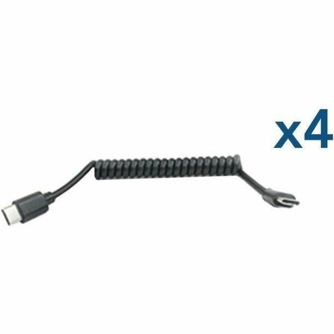 JAR Systems - USB-C to USB-C Tip Connectors - 4 Pack - 4 USB-C to USB-C Coiled Cables - AC Adapter-Free Charging