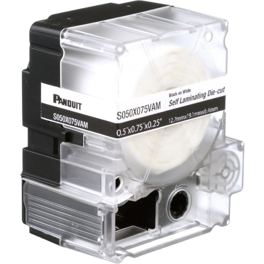 Panduit PXE S100X075VAM MP Printer Self-Lam Label Vinyl White 0.75"x1" 0.25"POH