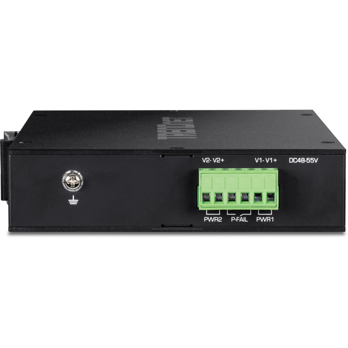 TRENDnet 5-Port Industrial Gigabit PoE+ Switch Wide Temperature Range -20° - 65°C (-4° - 149°F) DIN-Rail Switch 50-55V DC 4 x Gigabit PoE+ Ports 1 x Gigabit SFP Slot TI-PGM541 Black