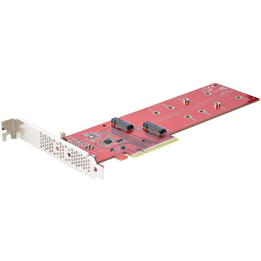 StarTech.com Dual M.2 PCIe SSD Adapter Card x8 / x16 Dual NVMe or AHCI M.2 SSD to PCI Express 4.0 Up to 7.8GBps/Drive For 2242/2260/2280/22110mm PCIe M-Key M2 SSDs Bifurcation Required - PC/Linux Compatible