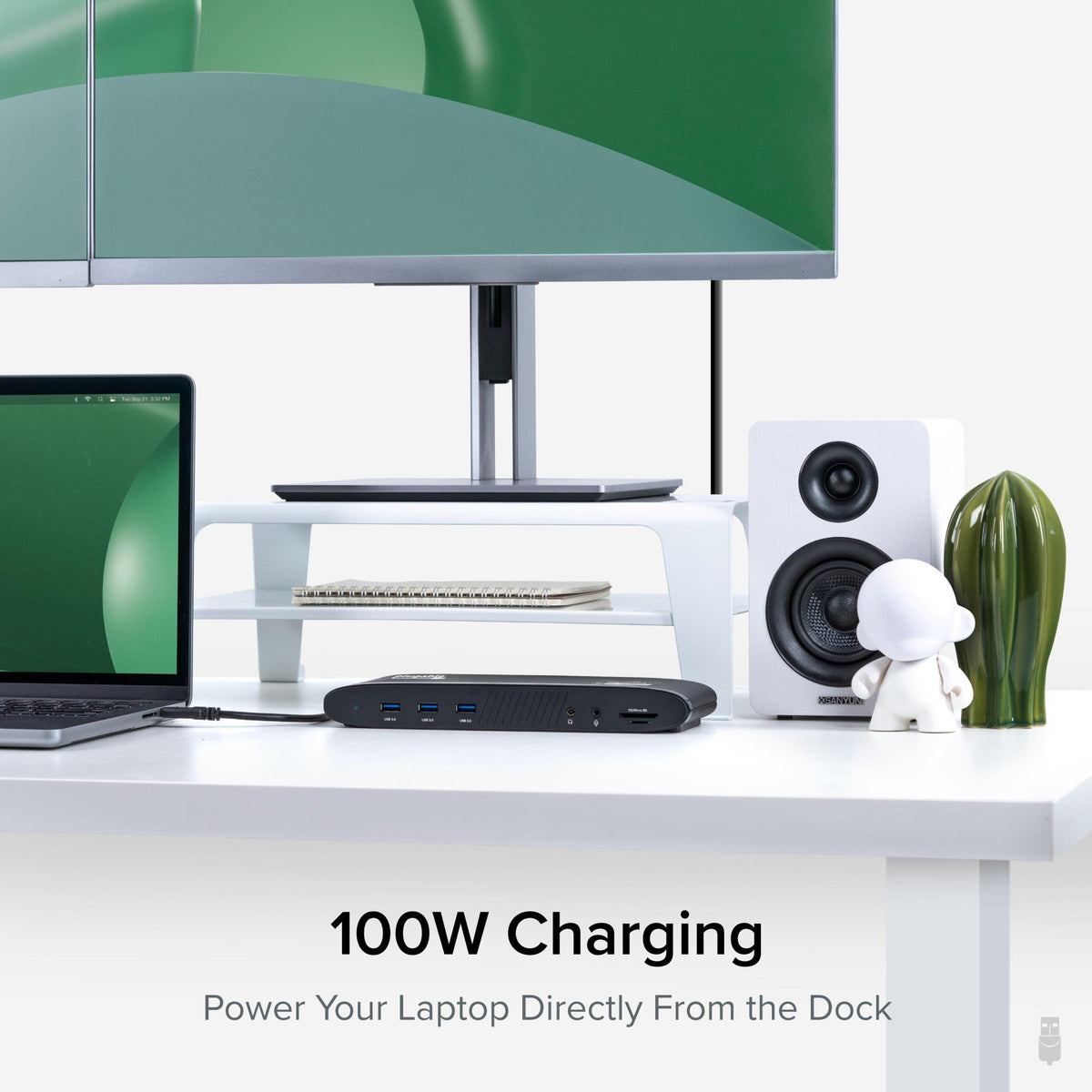 Plugable 13-in-1 USB C Docking Station Dual Monitor 100W Charging Dual 4K Displays 2x HDMI or 2x DisplayPort