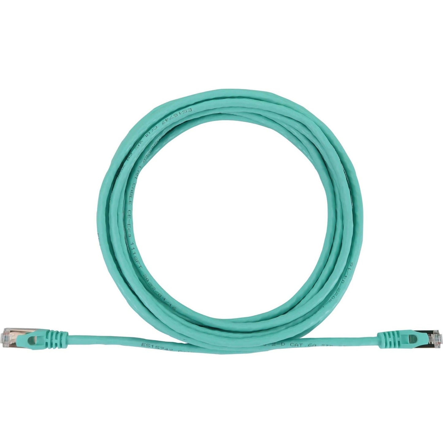 Tripp Lite Cat6a 10G Snagless Shielded Slim STP Ethernet Cable (RJ45 M/M) PoE Aqua 15 ft. (4.6 m)