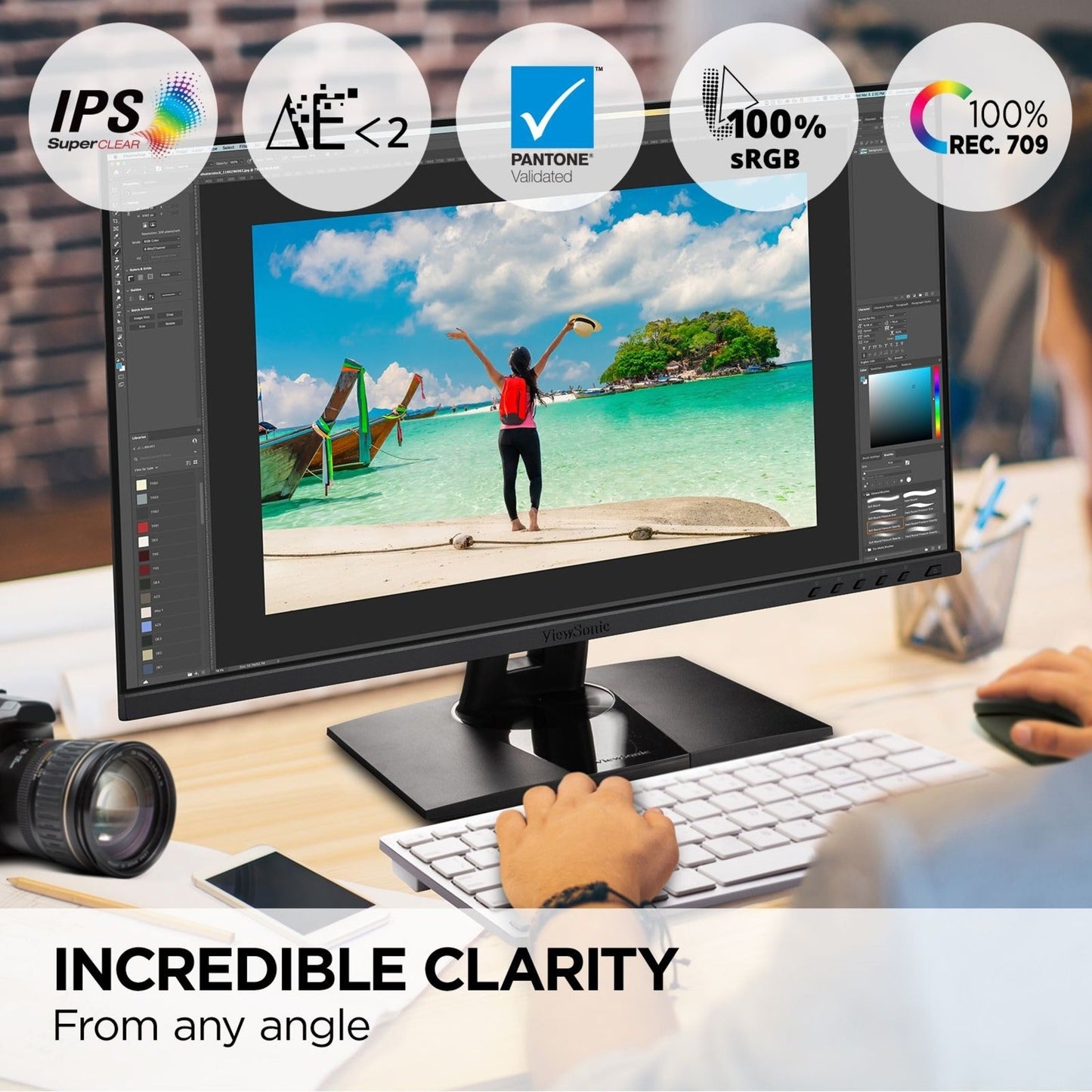 ViewSonic VP2456 24 Inch 1080p Premium IPS Monitor with Ultra-Thin Bezels Color Accuracy Pantone Validated HDMI DisplayPort and USB C for Professional Home and Office