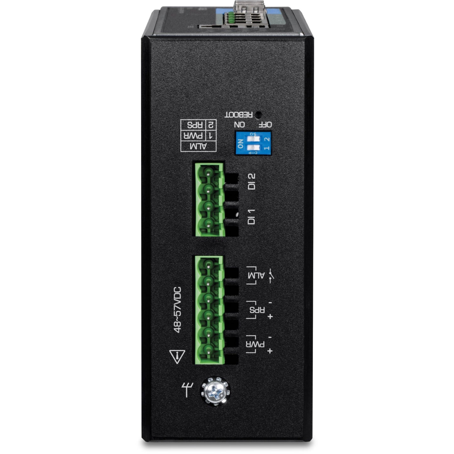 TRENDnet 6-Port Industrial Gigabit L2+ Managed PoE++ DIN Rail Switch 4 x Gigabit PoE++ Ports DIN-Rail Mount 2 x SFP Slots IP30 VLAN QoS LACP Bandwidth Management ERPS Black TI-BG62i