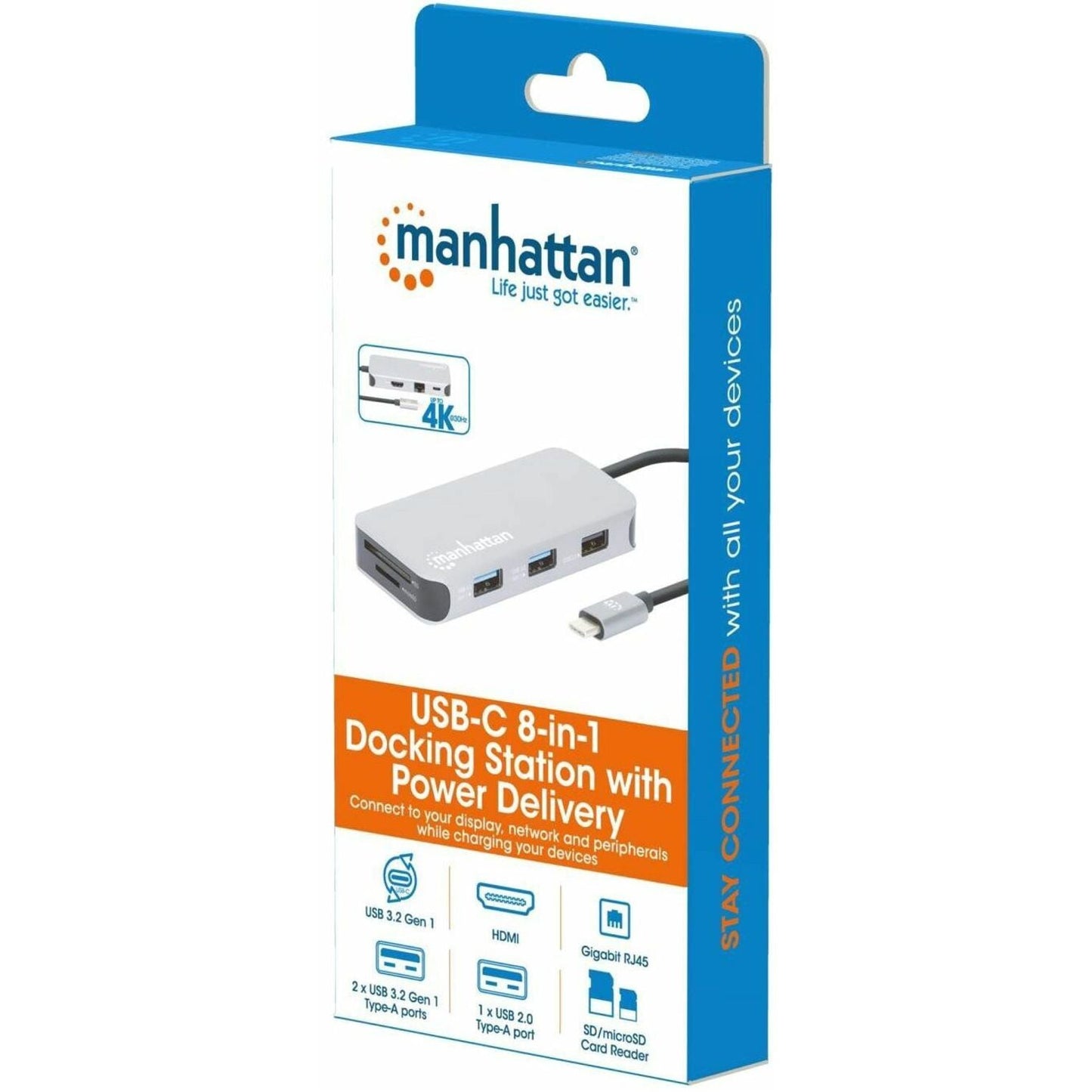 Manhattan USB-C 8-in-1 Docking Station with Power Delivery