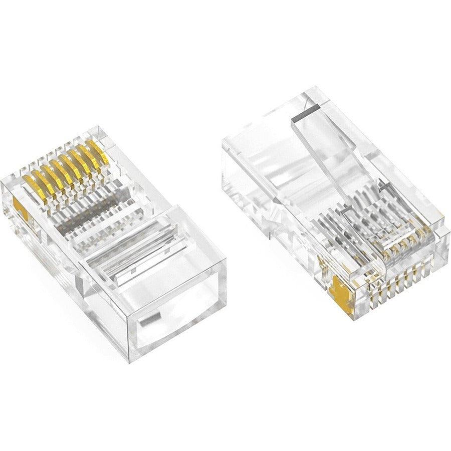 Axiom RJ45 Cat.6a UTP Feed-Thru Plug Solid/Stranded Wire 50 Micron 100-Pack