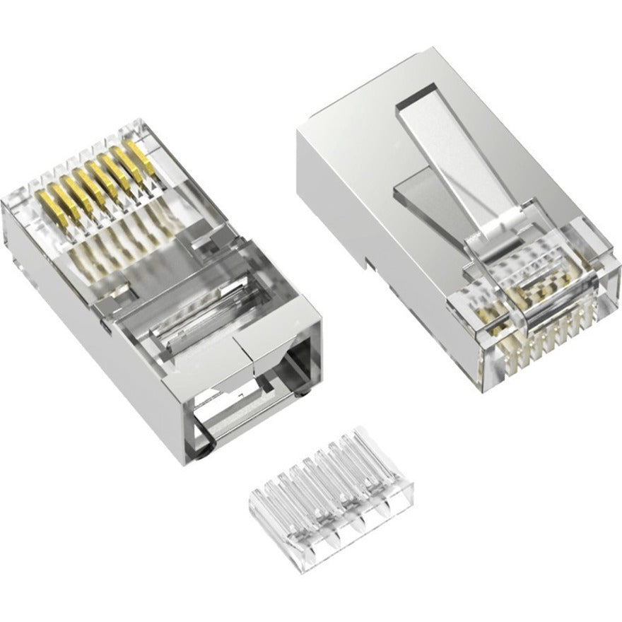 Axiom RJ45 Cat.6 Shielded Plug w/Inserter Solid/Stranded Wire 50 Micron 100-Pack